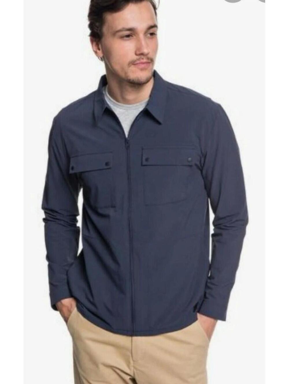 Quiksilver Jacket Men Large Blue Waterman Full Zip Pocket Outdoor Casual‎ Y2K